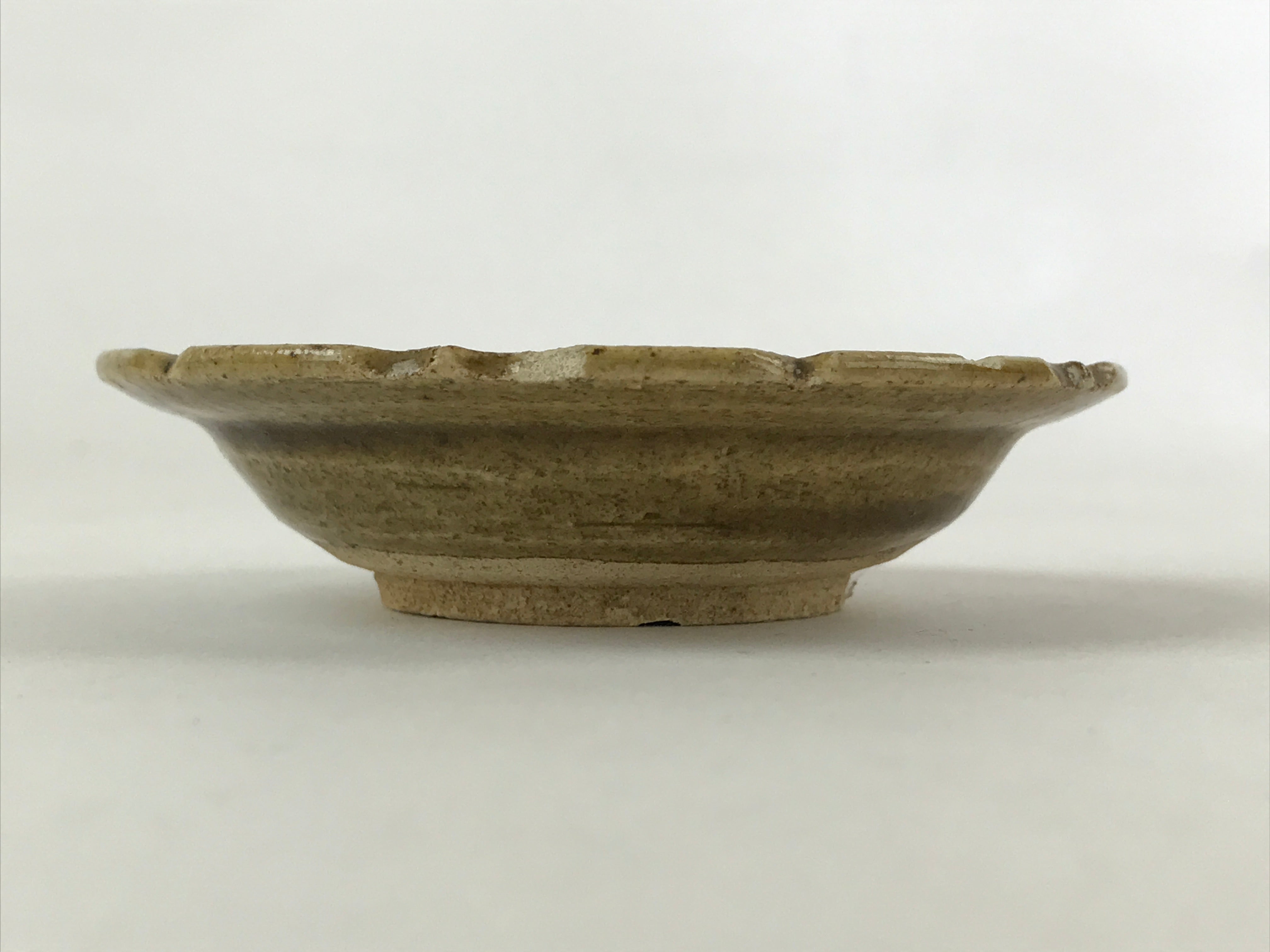 Japanese Ceramic Small Plate Mamezara Vtg Round Kozara Brown Yakimono PY542