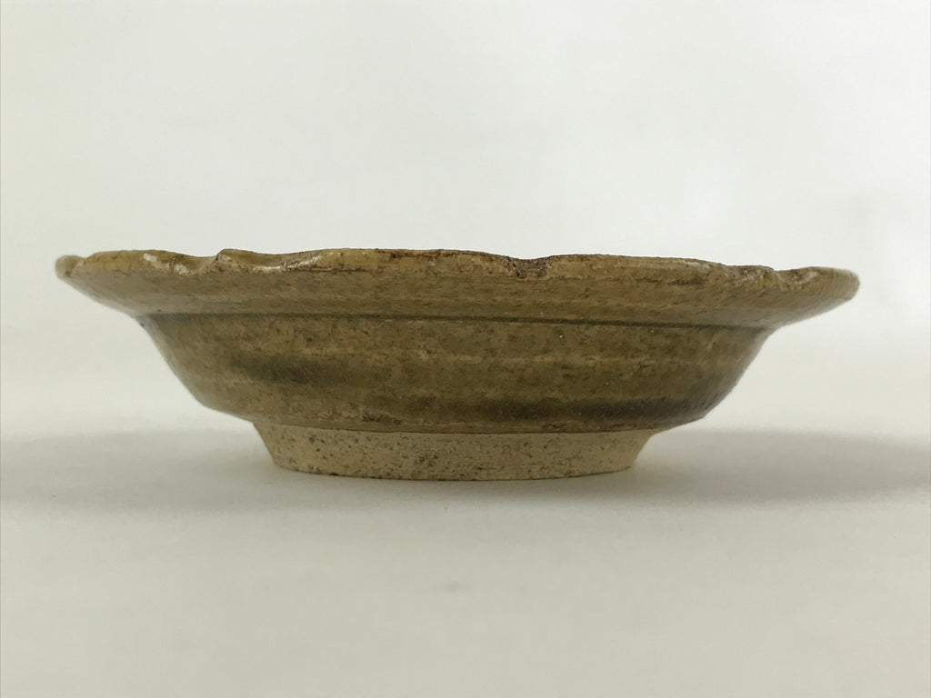 Japanese Ceramic Small Plate Mamezara Vtg Round Kozara Brown Yakimono PY543