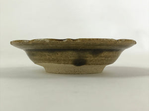 Japanese Ceramic Small Plate Mamezara Vtg Round Kozara Brown Yakimono PY543