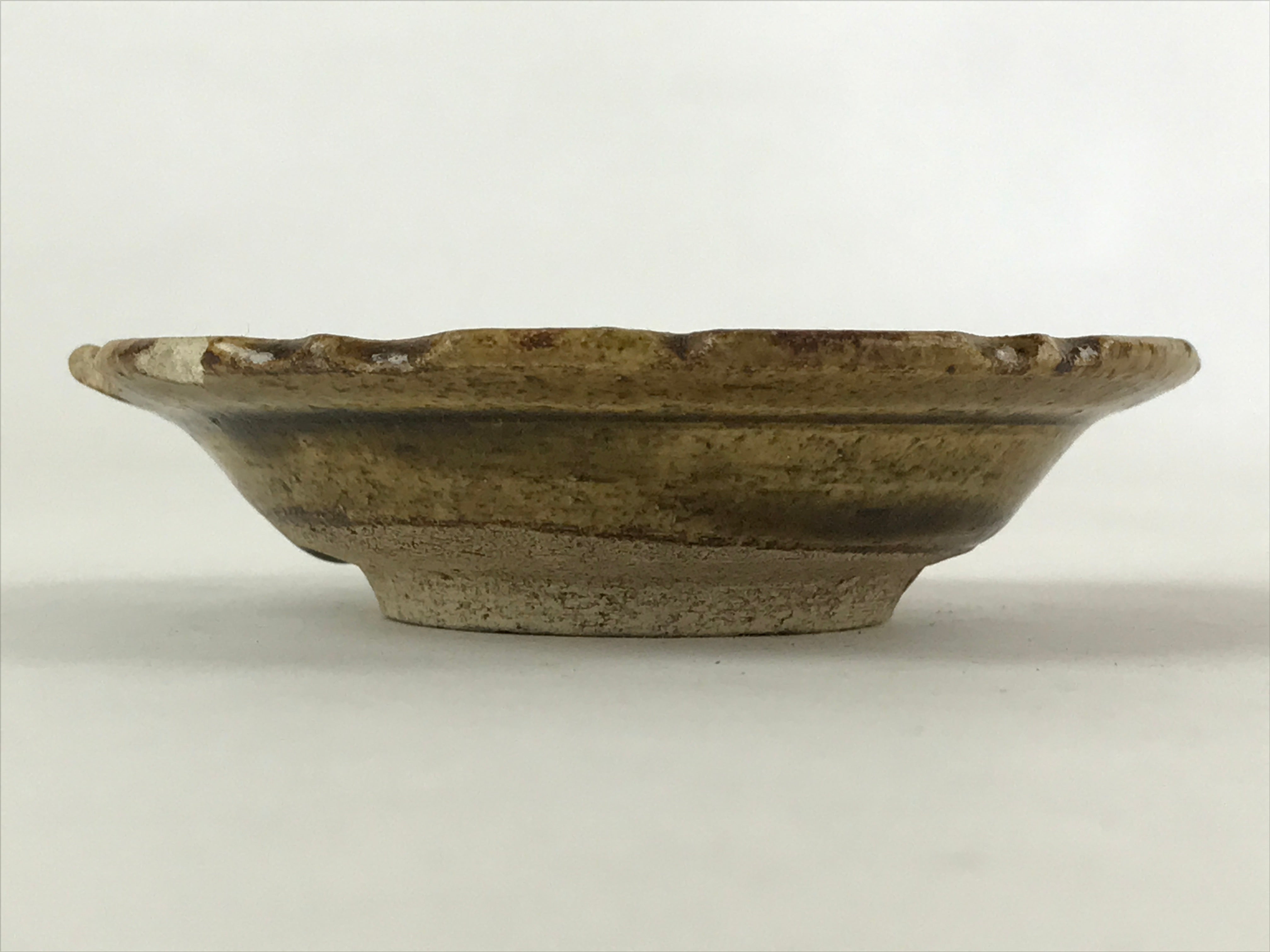 Japanese Ceramic Small Plate Mamezara Vtg Round Kozara Brown Yakimono PY545