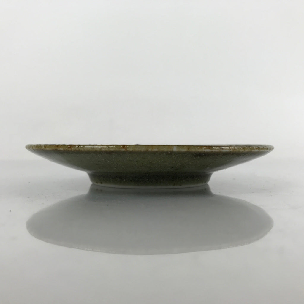 Japanese Ceramic Small Plate Mamezara Vtg Simple Green Brown Pottery PY872