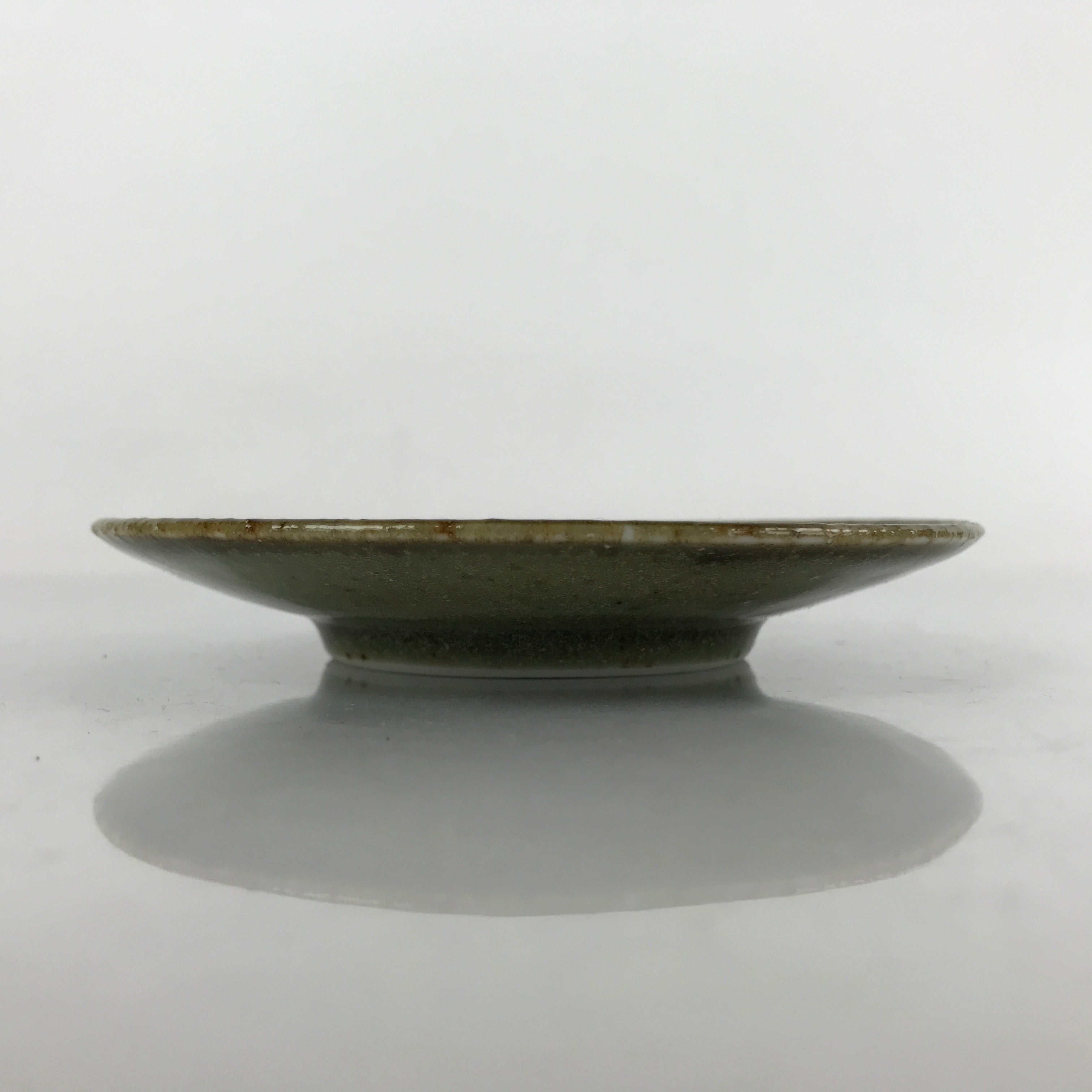 Japanese Ceramic Small Plate Mamezara Vtg Simple Green Brown Pottery PY872