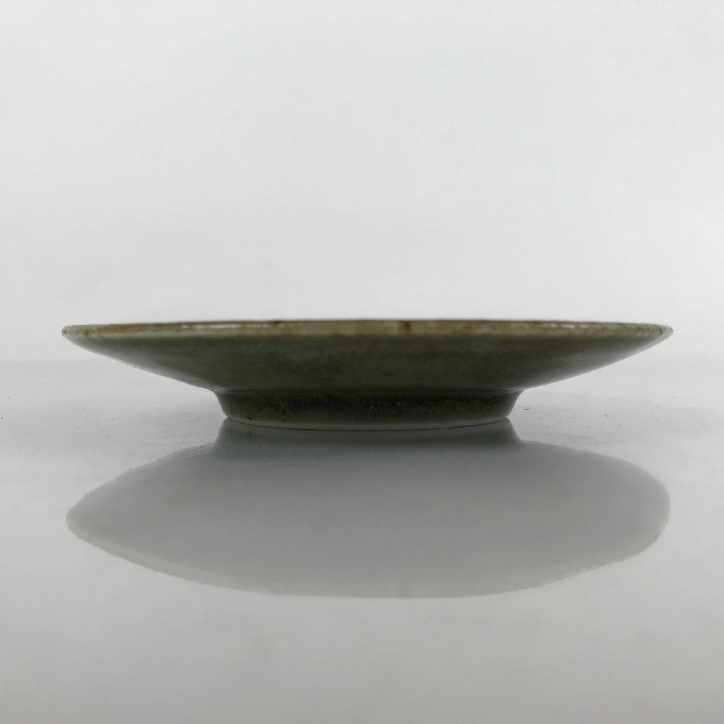 Japanese Ceramic Small Plate Mamezara Vtg Simple Green Brown Pottery PY872