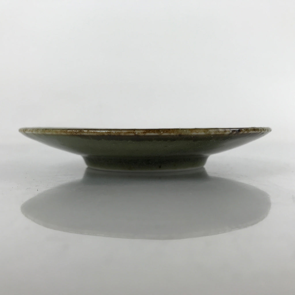 Japanese Ceramic Small Plate Mamezara Vtg Simple Green Brown Pottery PY872