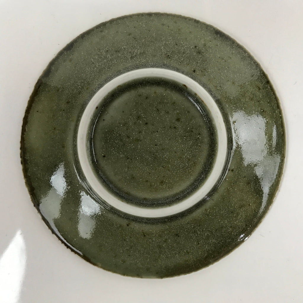 Japanese Ceramic Small Plate Mamezara Vtg Simple Green Brown Pottery PY872