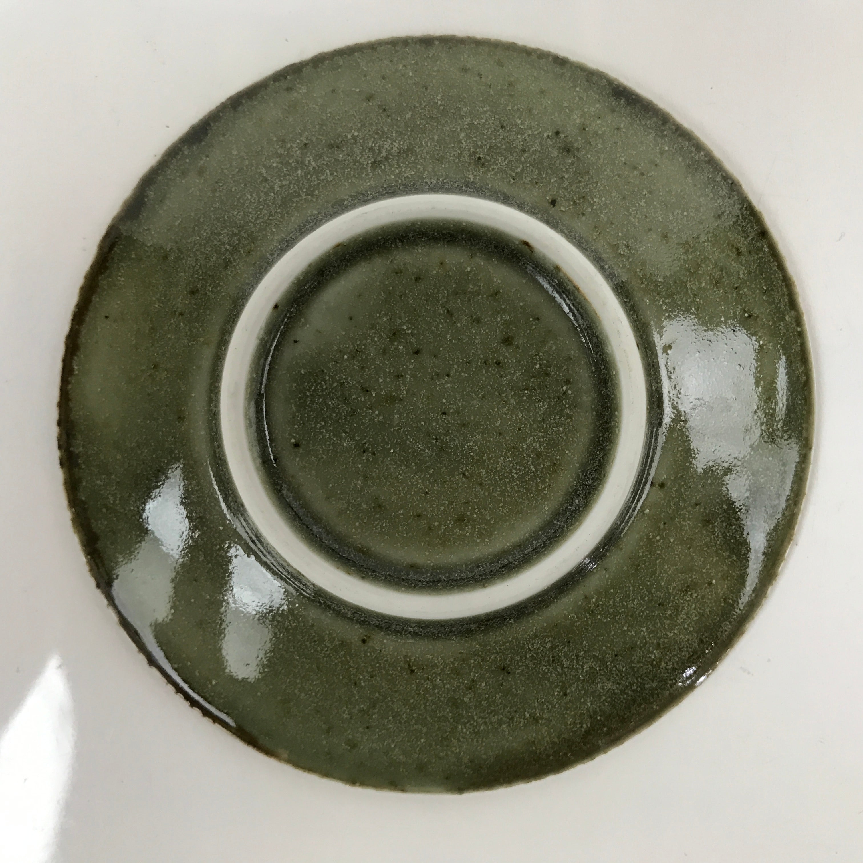 Japanese Ceramic Small Plate Mamezara Vtg Simple Green Brown Pottery PY872