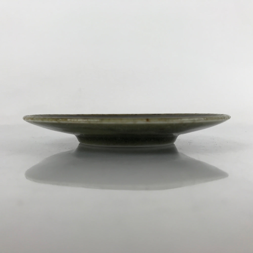 Japanese Ceramic Small Plate Mamezara Vtg Simple Green Brown Pottery PY873