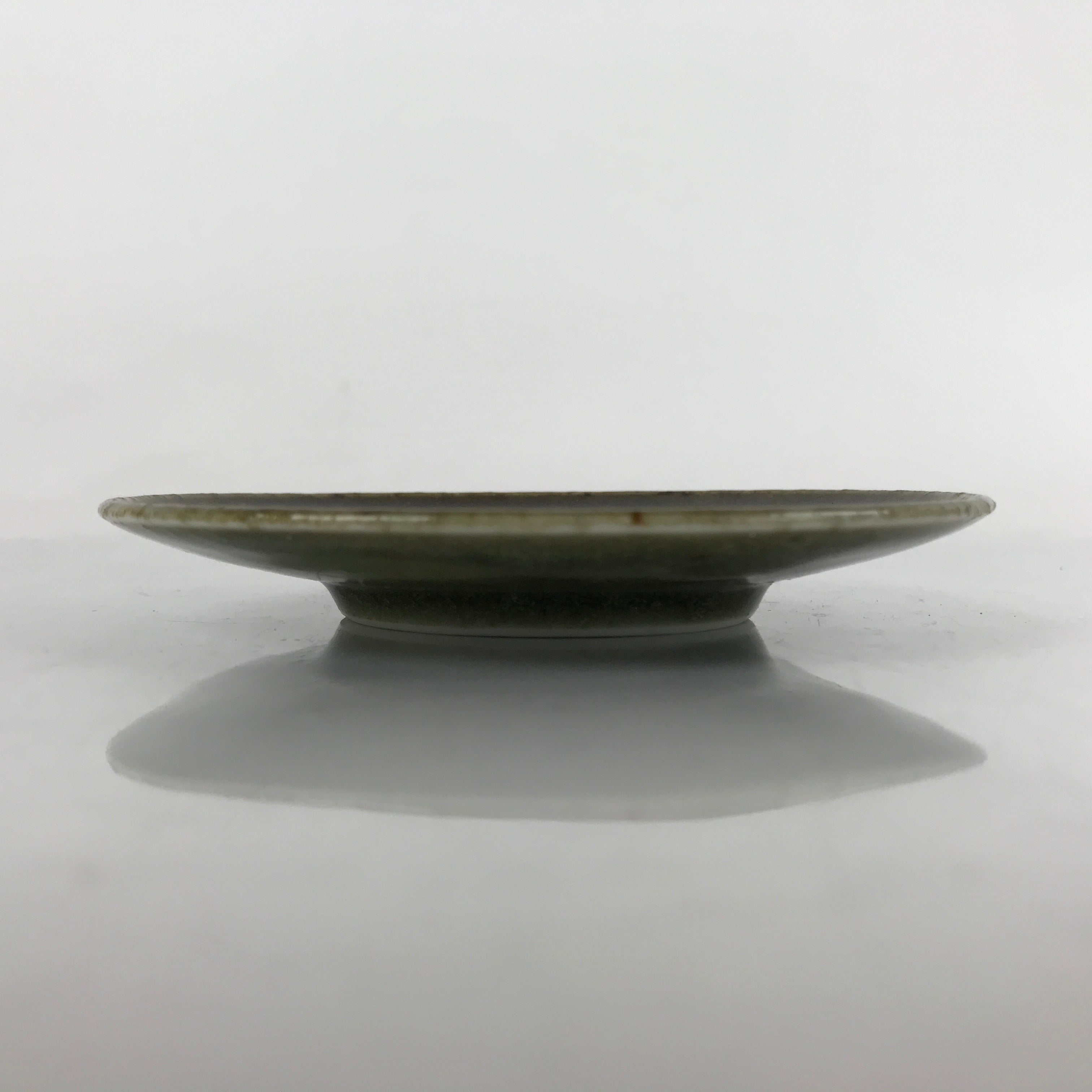Japanese Ceramic Small Plate Mamezara Vtg Simple Green Brown Pottery PY873