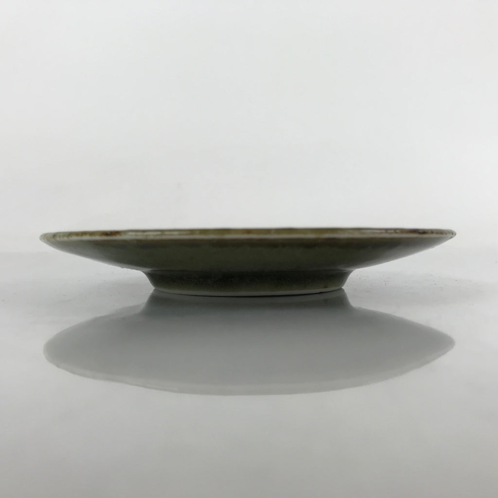 Japanese Ceramic Small Plate Mamezara Vtg Simple Green Brown Pottery PY873