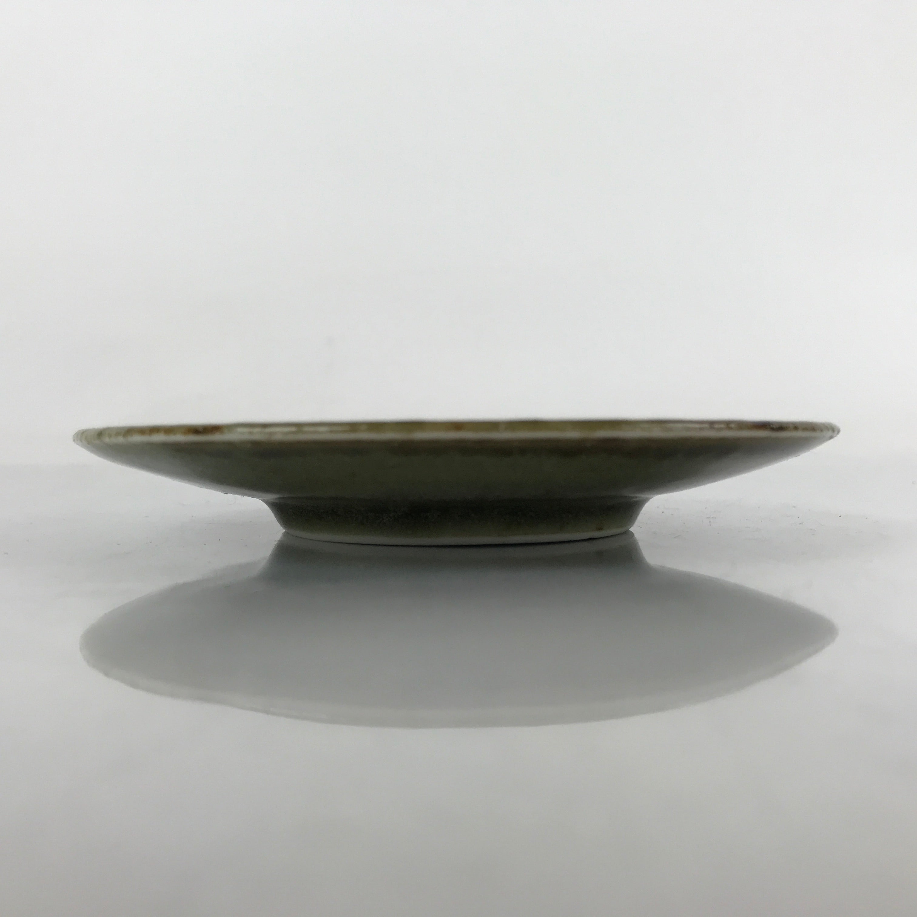 Japanese Ceramic Small Plate Mamezara Vtg Simple Green Brown Pottery PY873