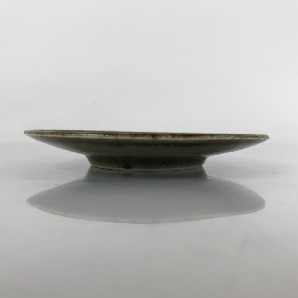 Japanese Ceramic Small Plate Mamezara Vtg Simple Green Brown Pottery PY873