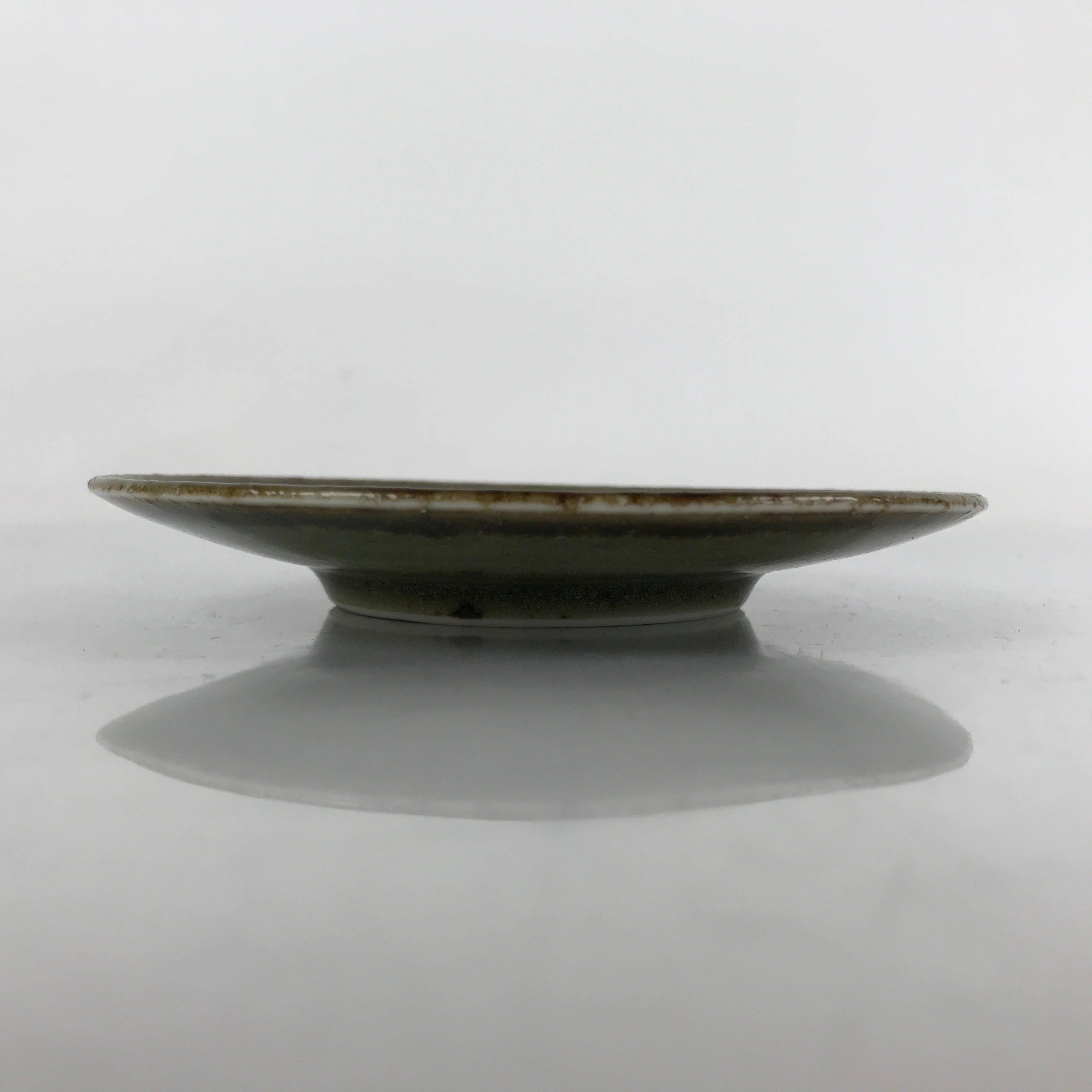 Japanese Ceramic Small Plate Mamezara Vtg Simple Green Brown Pottery PY873