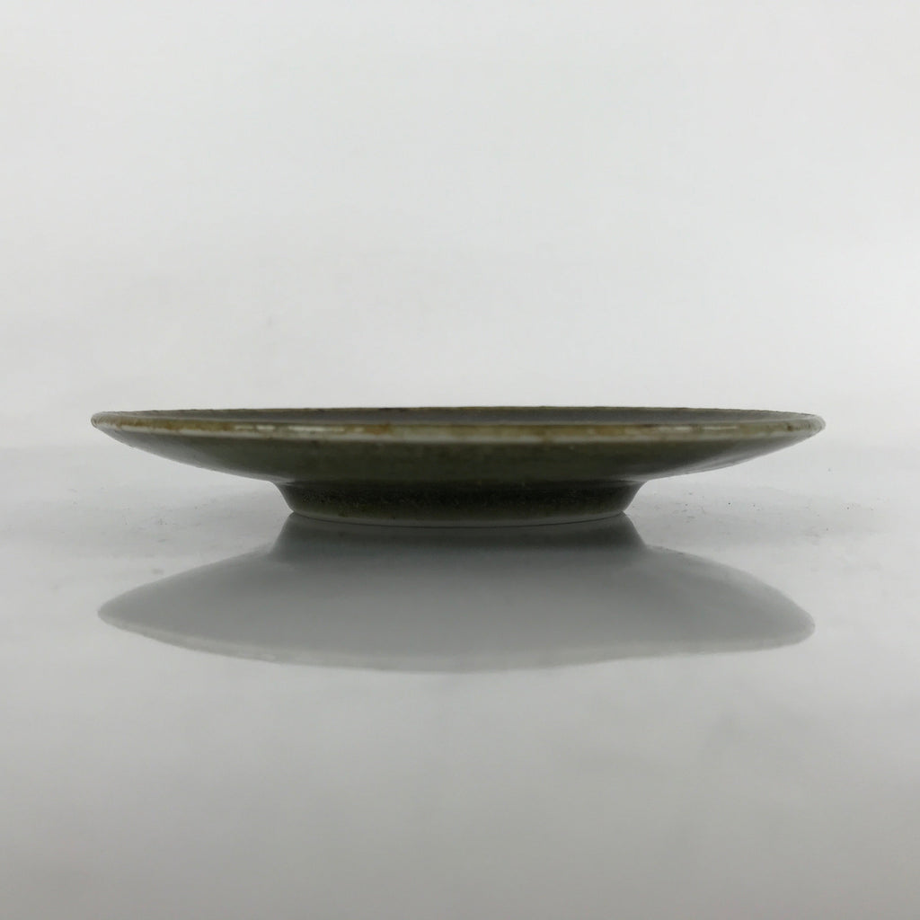 Japanese Ceramic Small Plate Mamezara Vtg Simple Green Brown Pottery PY873