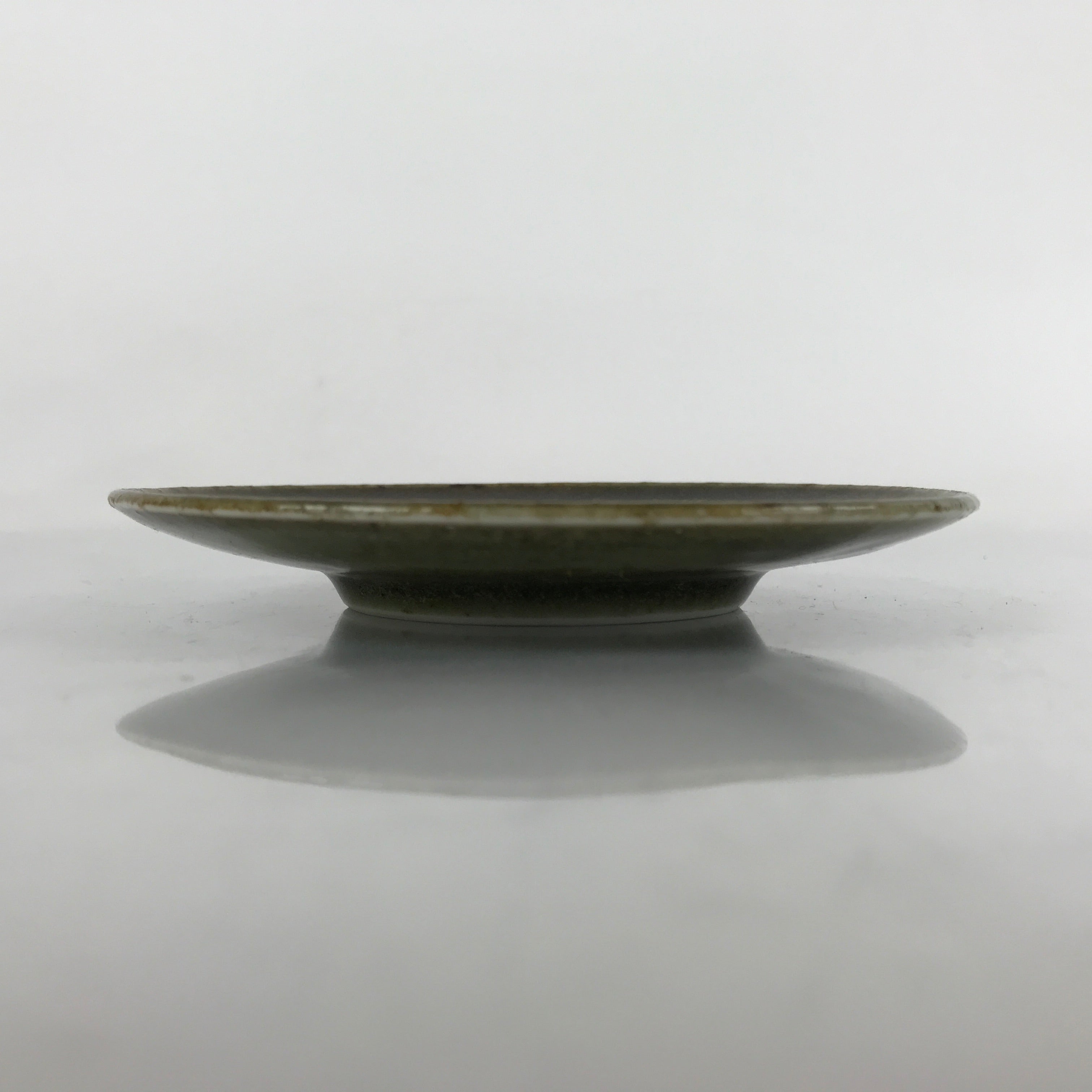 Japanese Ceramic Small Plate Mamezara Vtg Simple Green Brown Pottery PY873