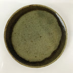 Japanese Ceramic Small Plate Mamezara Vtg Simple Green Brown Pottery PY873