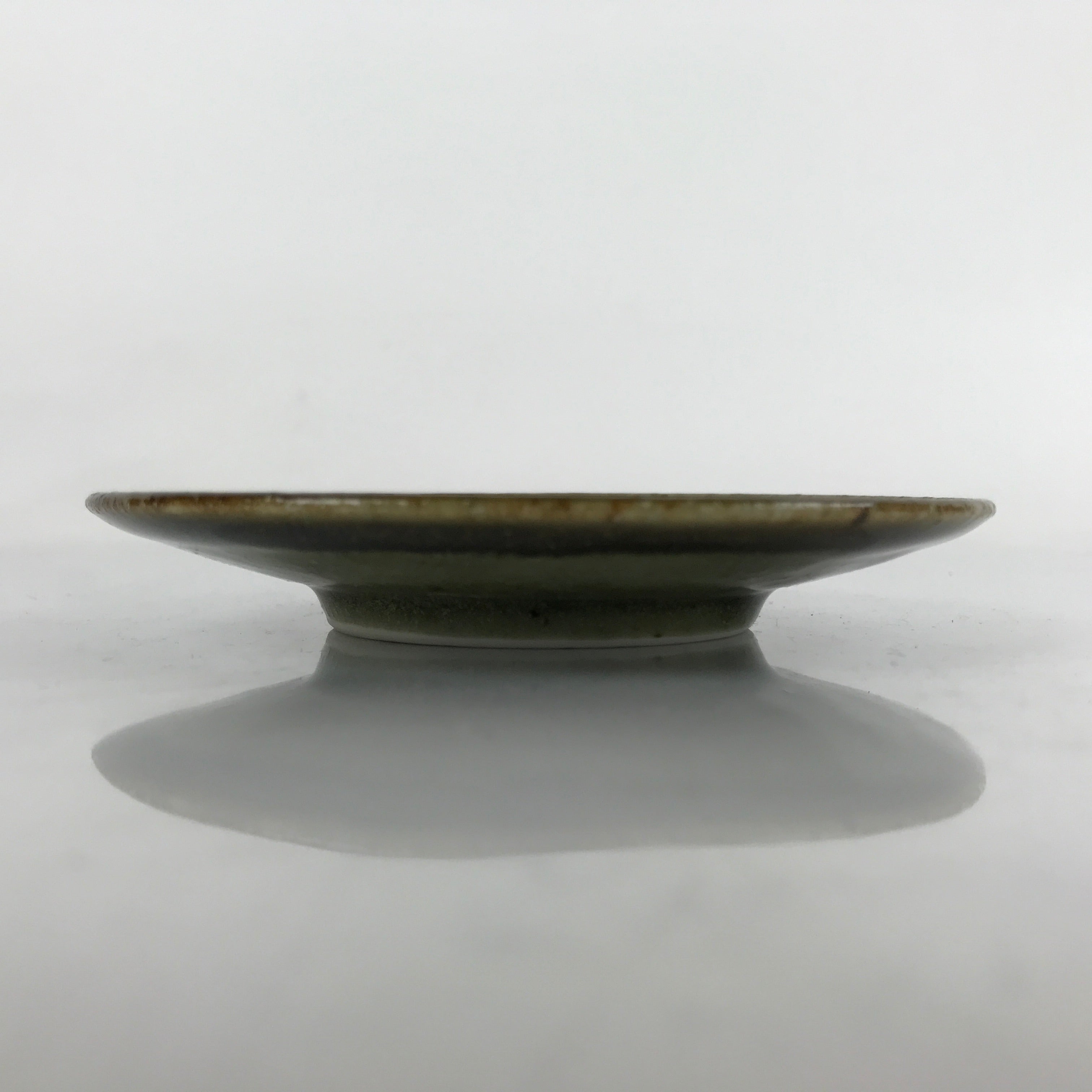 Japanese Ceramic Small Plate Mamezara Vtg Simple Green Brown Pottery PY874