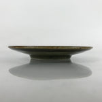 Japanese Ceramic Small Plate Mamezara Vtg Simple Green Brown Pottery PY874