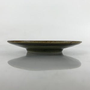 Japanese Ceramic Small Plate Mamezara Vtg Simple Green Brown Pottery PY874