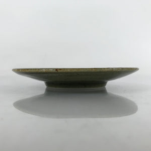 Japanese Ceramic Small Plate Mamezara Vtg Simple Green Brown Pottery PY874