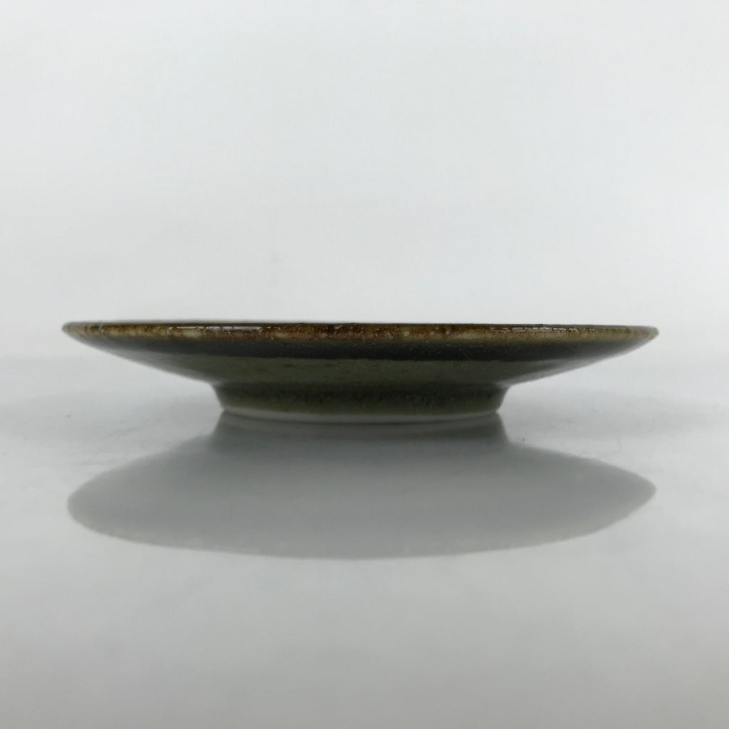 Japanese Ceramic Small Plate Mamezara Vtg Simple Green Brown Pottery PY874