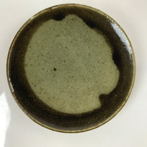 Japanese Ceramic Small Plate Mamezara Vtg Simple Green Brown Pottery PY874