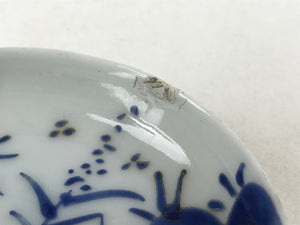 Japanese Ceramic Small Plate Mamezara Vtg Sometsuke White Blue Flowers PY566