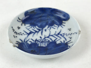 Japanese Ceramic Small Plate Mamezara Vtg Sometsuke White Blue Flowers PY566