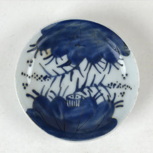 Japanese Ceramic Small Plate Mamezara Vtg Sometsuke White Blue Flowers PY568