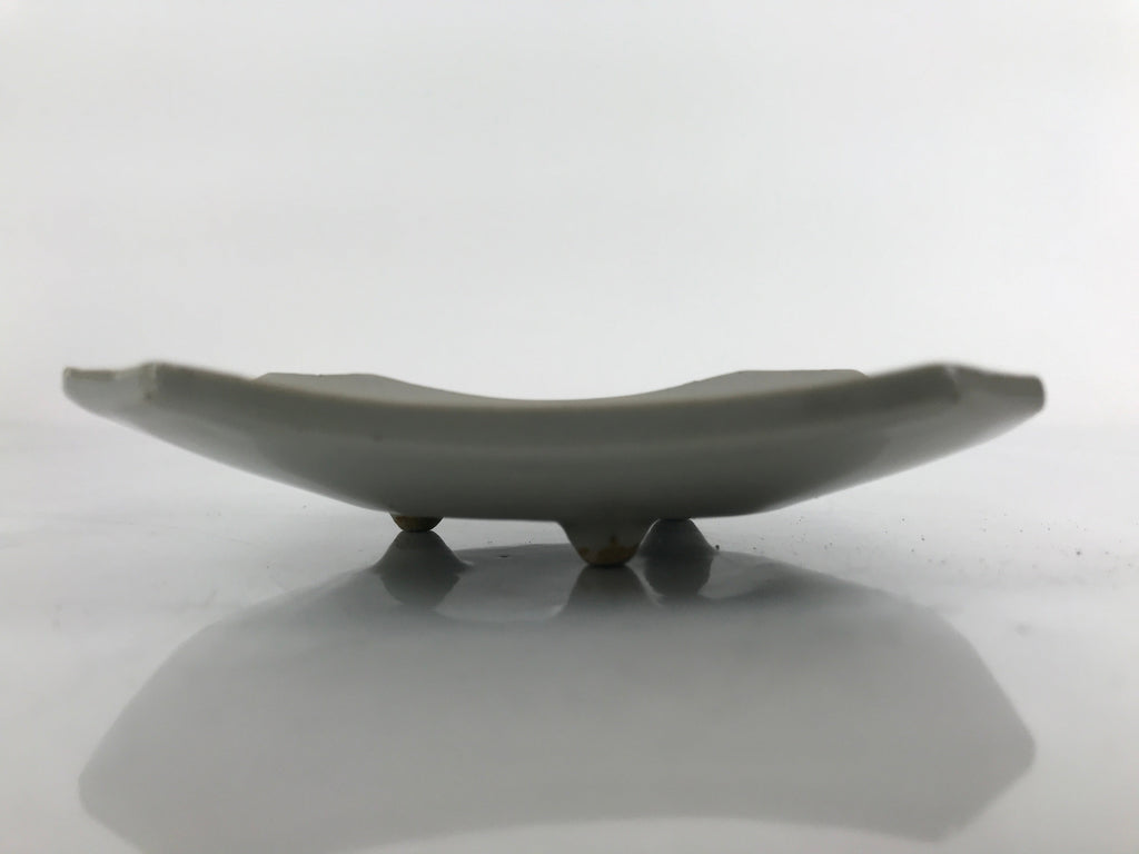 Japanese Ceramic Small Plate Mamezara Vtg Square Inscriptions Grey PY812