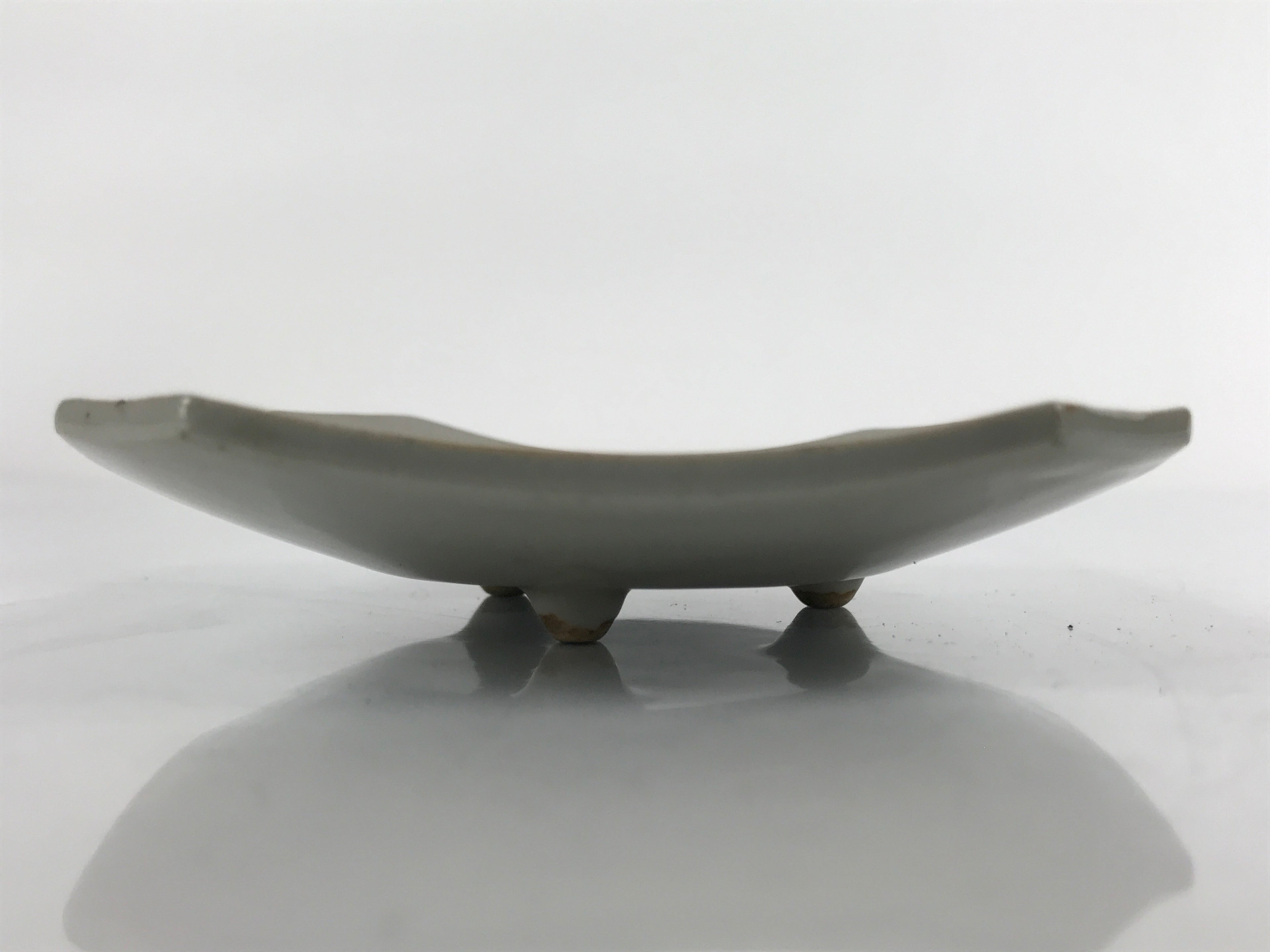 Japanese Ceramic Small Plate Mamezara Vtg Square Inscriptions Grey PY812