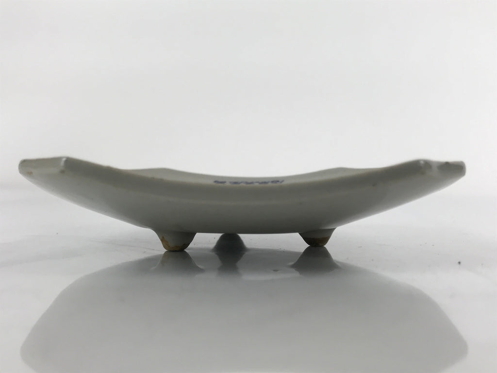 Japanese Ceramic Small Plate Mamezara Vtg Square Inscriptions Grey PY812