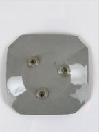 Japanese Ceramic Small Plate Mamezara Vtg Square Inscriptions Grey PY812
