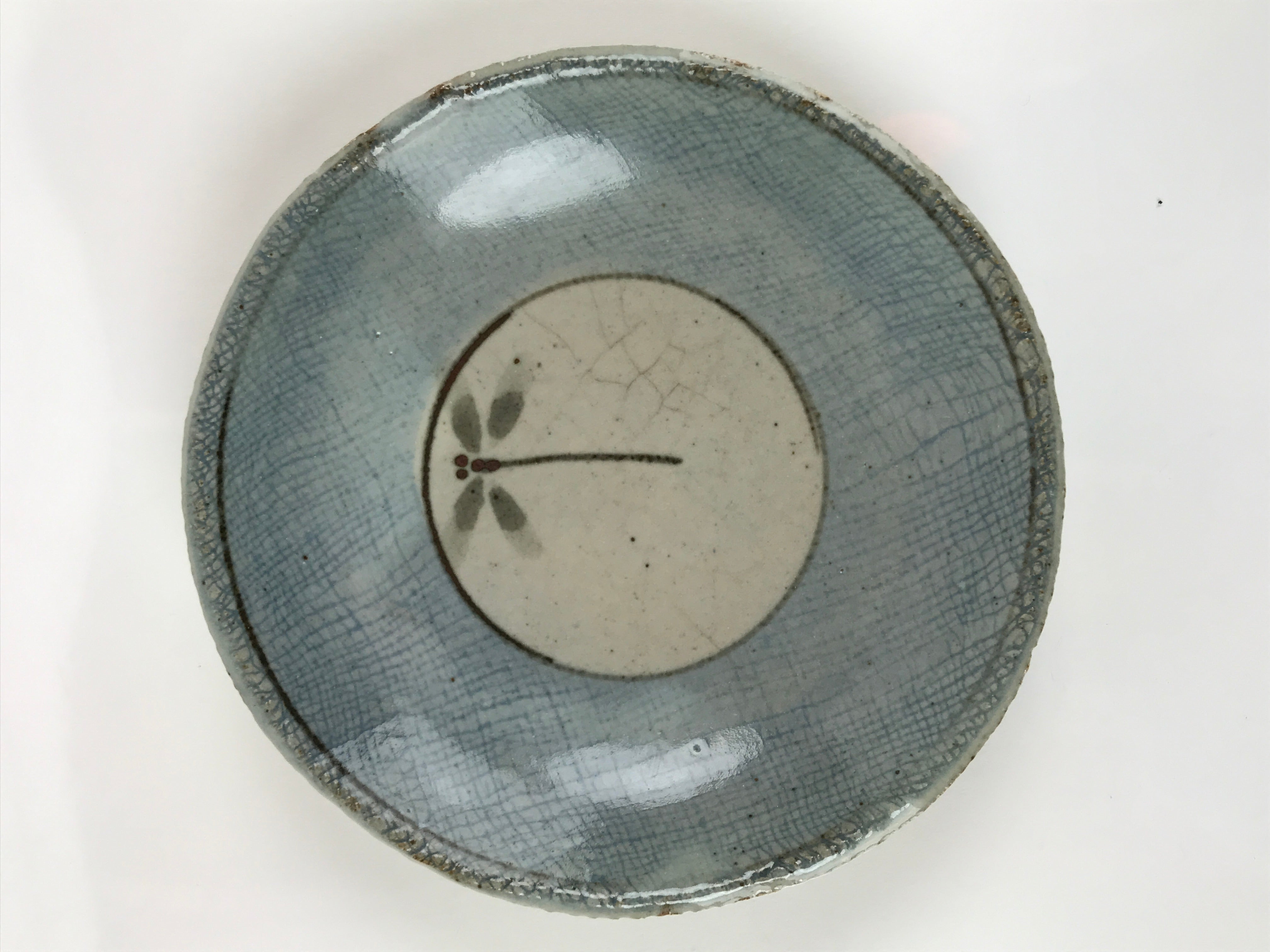 Japanese Ceramic Small Plate Meimeizara Kozara Vtg Dragonfly Tonbo Blue PY708