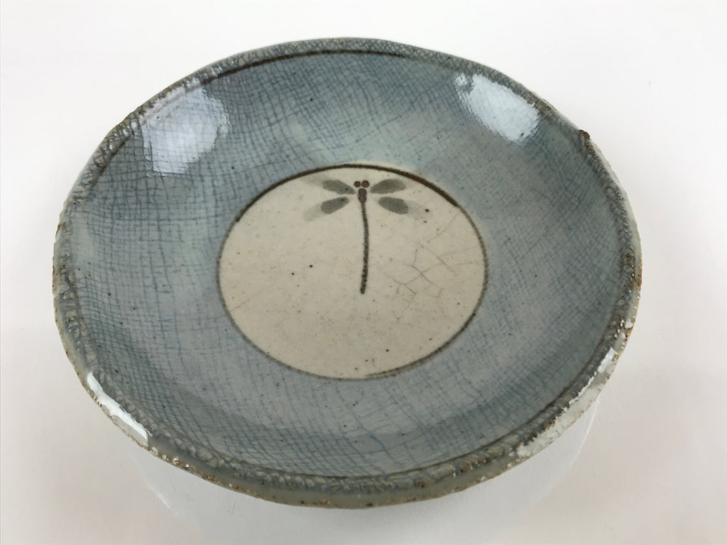 Japanese Ceramic Small Plate Meimeizara Kozara Vtg Dragonfly Tonbo Blue PY708