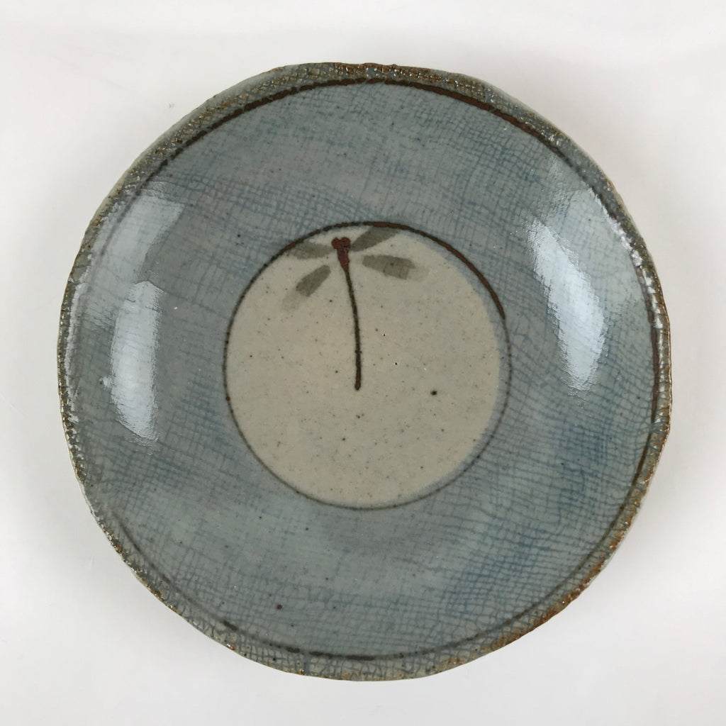 Japanese Ceramic Small Plate Meimeizara Kozara Vtg Dragonfly Tonbo Blue PY709