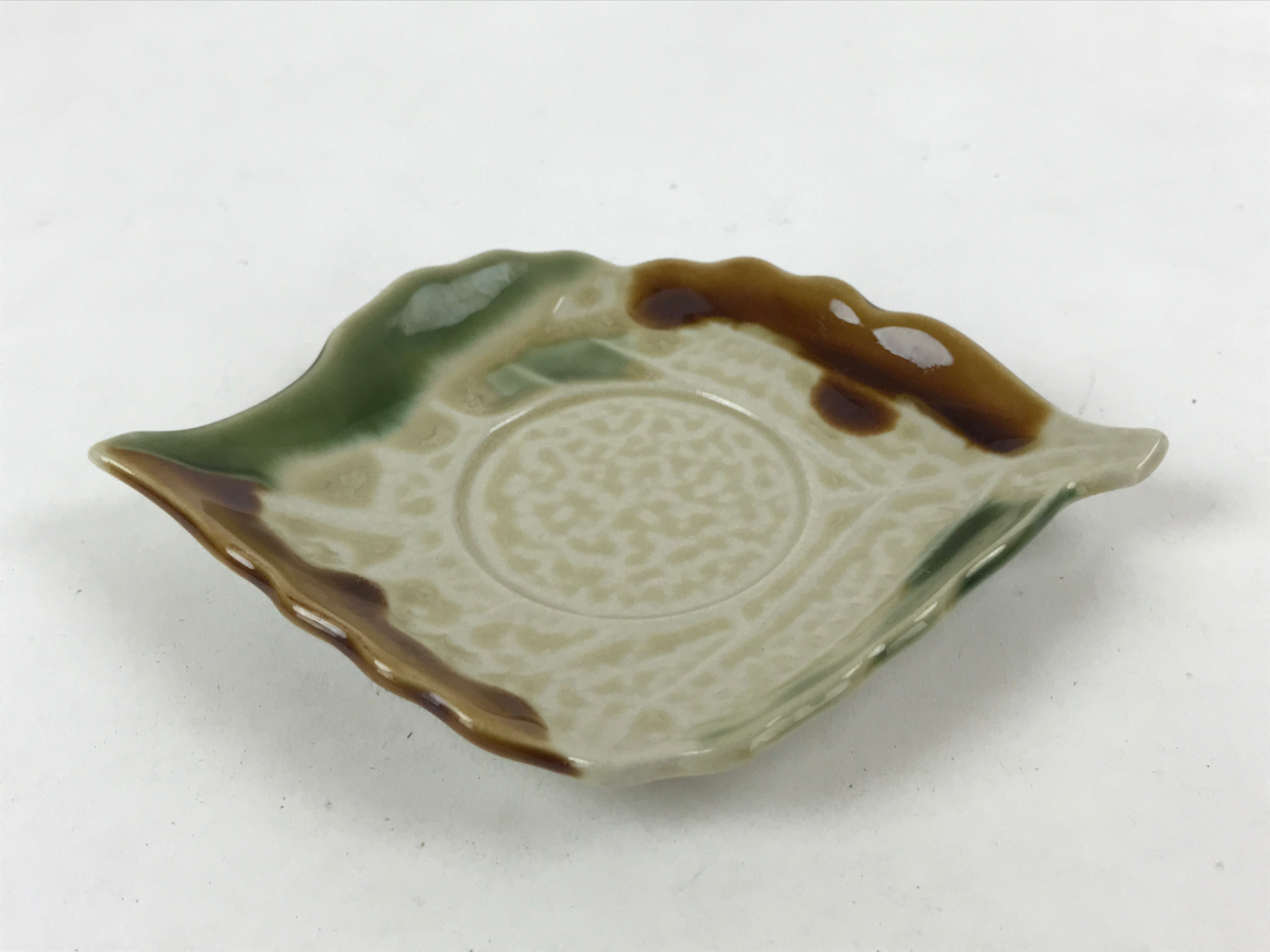 Japanese Ceramic Small Plate Meimeizara Vtg Kozara Chataku Saucer Leaf PY530