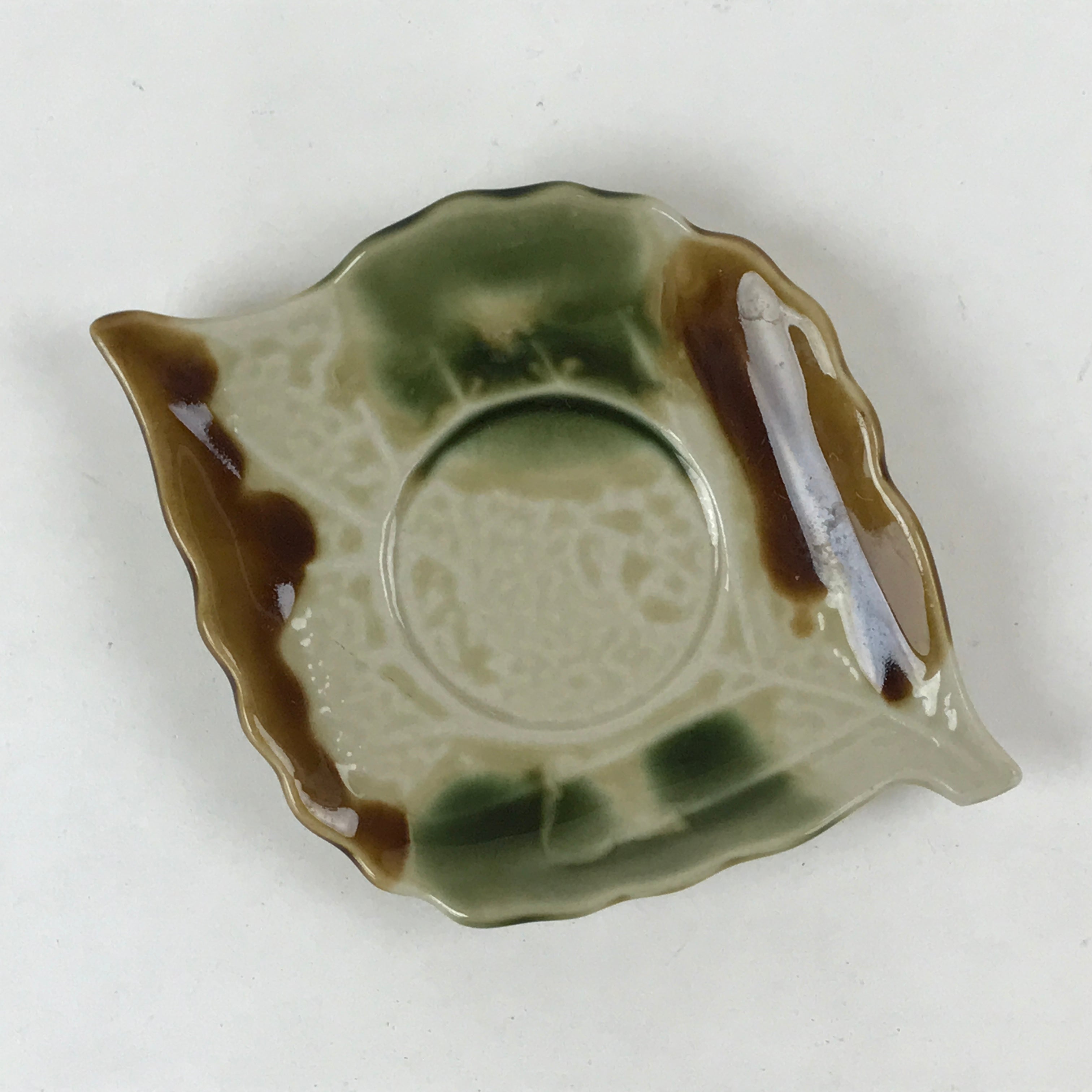 Japanese Ceramic Small Plate Meimeizara Vtg Kozara Chataku Saucer Leaf PY531