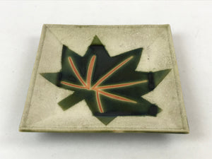 Japanese Ceramic Small Plate Meimeizara Vtg Square Kozara Green Maple Leaf PY523