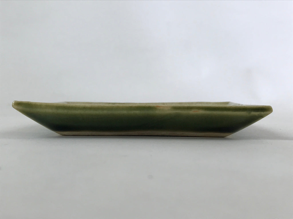 Japanese Ceramic Small Plate Meimeizara Vtg Square Kozara Green Maple Leaf PY523