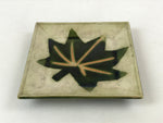 Japanese Ceramic Small Plate Meimeizara Vtg Square Kozara Green Maple Leaf PY524