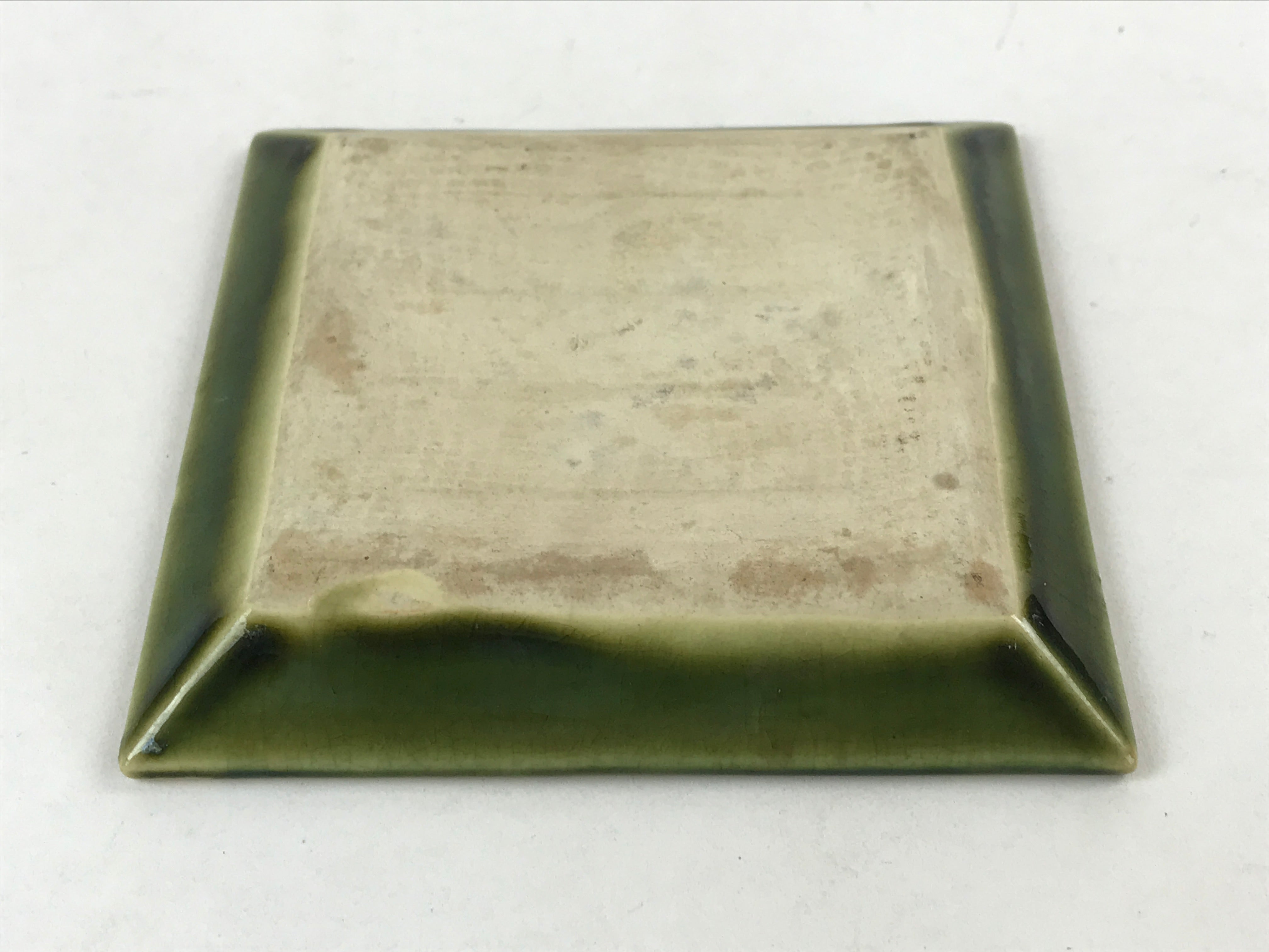 Japanese Ceramic Small Plate Meimeizara Vtg Square Kozara Green Maple Leaf PY524