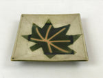 Japanese Ceramic Small Plate Meimeizara Vtg Square Kozara Green Maple Leaf PY525