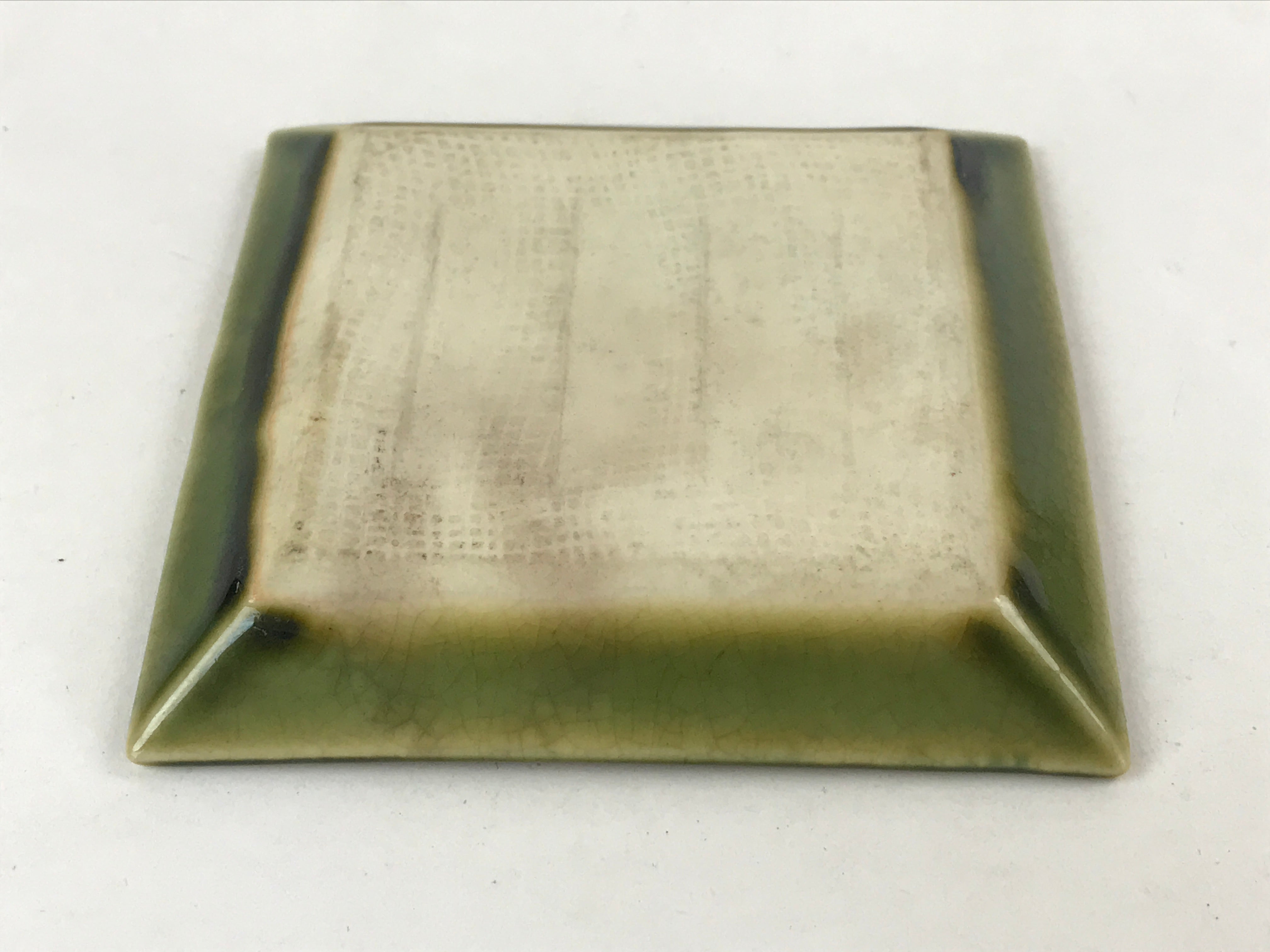 Japanese Ceramic Small Plate Meimeizara Vtg Square Kozara Green Maple Leaf PY525