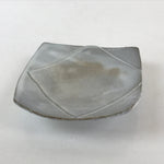 Japanese Ceramic Small Plate Square Pottery Yakimono Whitish Gray Kozara PY264