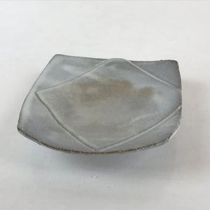 Japanese Ceramic Small Plate Square Pottery Yakimono Whitish Gray Kozara PY264