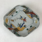 Japanese Ceramic Small Plate Vtg Lozenge Shape Kutani Ware Bird Floral PY597