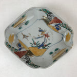 Japanese Ceramic Small Plate Vtg Lozenge Shape Kutani Ware Bird Floral PY599