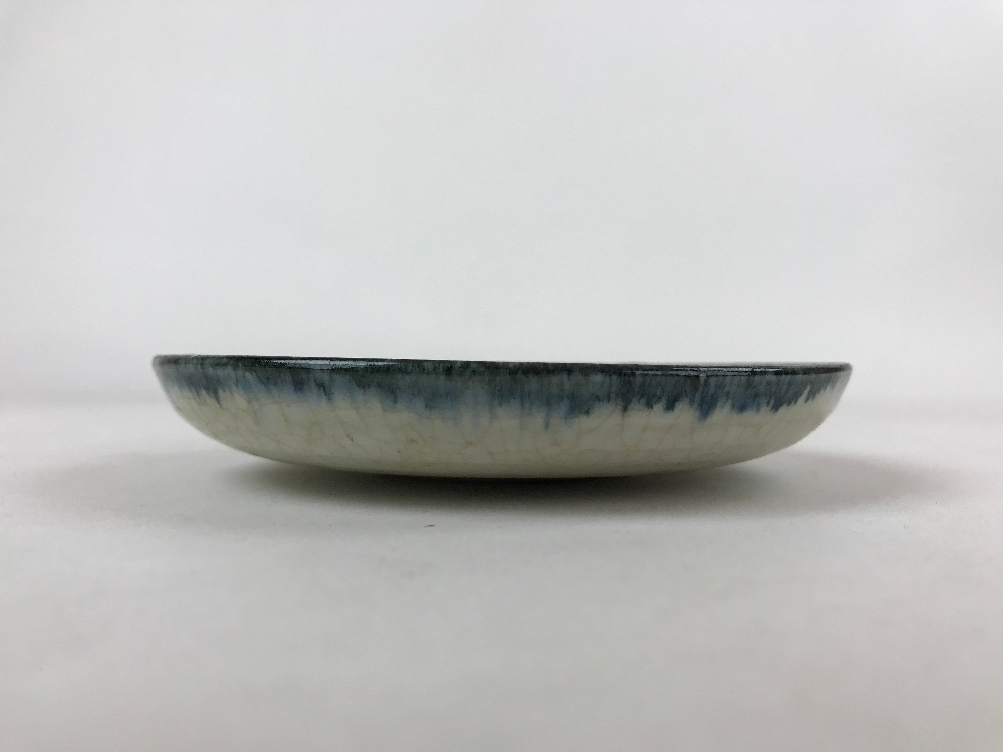 Japanese Ceramic Small Plate Vtg Round Crackle Glaze Gray Blue PY608