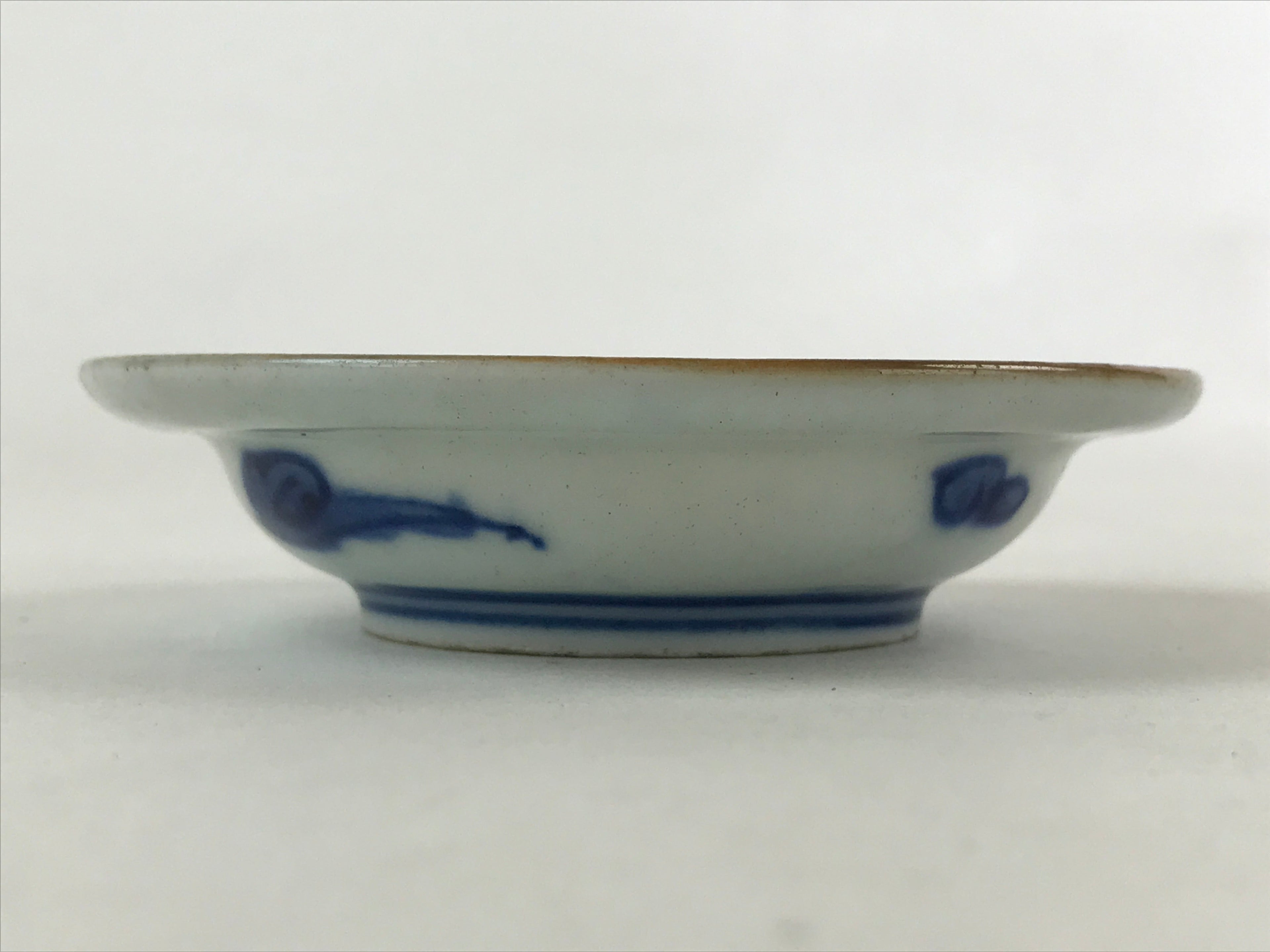 Japanese Ceramic Small Plate Vtg White Blue Sometsuke Landscape Pottery PY562