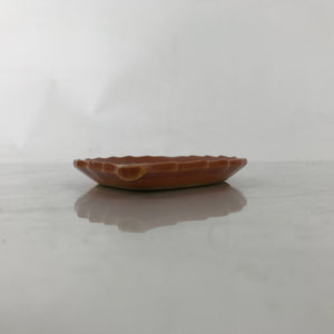 Japanese Ceramic Small Serving Plate Meimeizara Leaf Dream Kanji Orange Y226